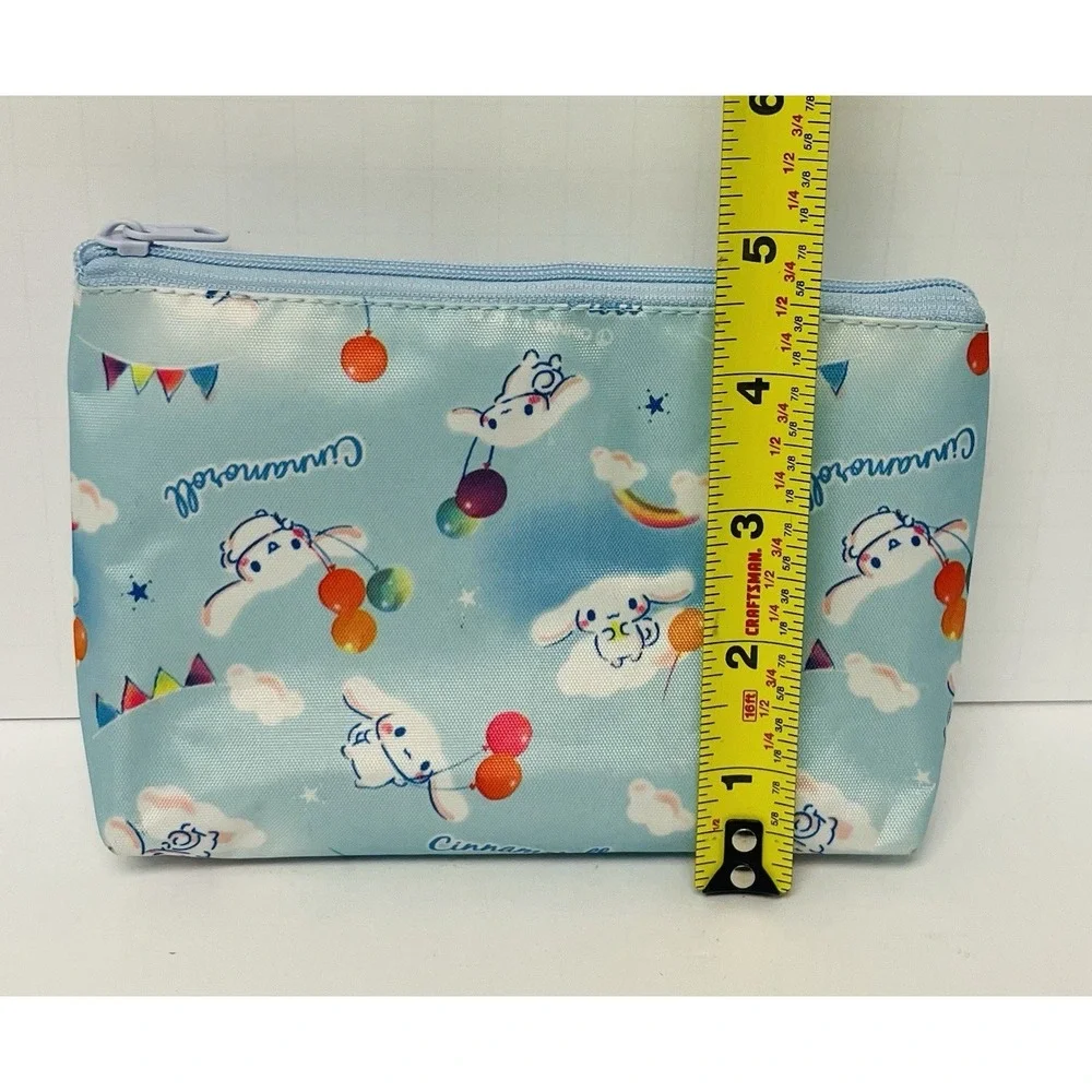 Sanrio Cinnamoroll Blue Zipper Pouch Kawaii Balloon Sky Print Makeup Bag 7x4.5in